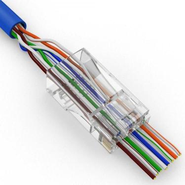 Imagem de Conector Rede Ez-Rj45 Vazado Cat5E 100Un Exbom Cont-Rj45C100