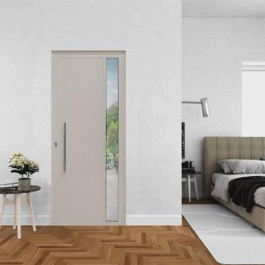 Imagem de Porta de Alumínio Lambril 210x90cm Visor e Puxador Lado Direito Hale Esquadrias