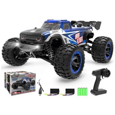 Imagem de Carrinho de Controle Remoto Off Road Escala 1:16 Atinge até 48 Km/h, RACENT, Azul