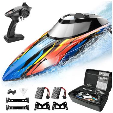 Imagem de Barco de Controle Remoto para Adultos com Velocidade Máxima de 32 km/h, 2 Baterias e Bolsa de Transporte, ALPHAREV R308, Colorido