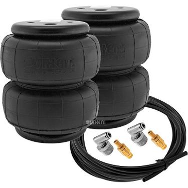Imagem de Vixen Air Pacote duplo de mola pneumática/airbag de suspensão de porta de ar única NPT de 1/5.1 cm com acessórios, válvulas Schrader e mangueira de 20FT VXD2614S
