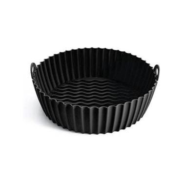 Imagem de Cesta De Silicone Airfryer Reutilizável Redonda Com Alça - Usze, Preto