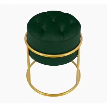 Imagem de Puff Banqueta Estofado Decorativo Base De Ferro Capitonê Suede Verde Do Lar Móveis E Decoração
