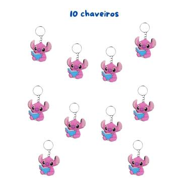 Imagem de 10 Chaveiros Volta as Aulas Sticth Angel Ursinho Pooh Bob Esponja chaveiro papelaria presentes lembrancinha revenda atac