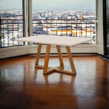 Imagem de Mesa De Jantar Retangular Bela Luxo Tampo Vidro/mdf 160 Cm cast/off White