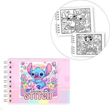 Imagem de Livrinho Colorir Colorindo com Stitch Capa Dura Rosa - shop mix