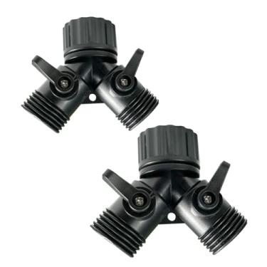 Imagem de Cuckoo Sistema de irrigação Conector rápido de mangueira de 3/10.2 cm Conectores de válvula bidirecional Conexões de mangueira Adaptador de mangueira de jardim preto, pacote com 2 (válvula)