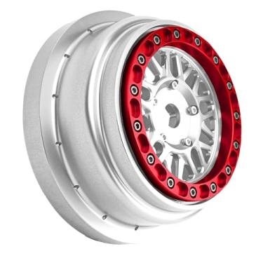 Imagem de BeaxTurbo Racing Upgrade Parts Losi Super Baja Rey SBR 2.0 1/6 Aluminum Bead Lock Wheel Titanium Silver 1pcs (Silver-red)