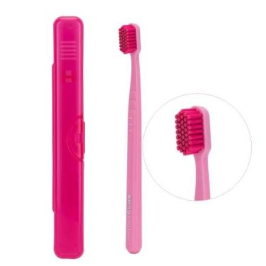 Imagem de Escova de Dente com Porta Escova Cerdas Extra Macia Kess Rosa