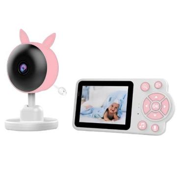 Imagem de Babá Eletrônica Sem Fio Tela Lcd 2.8 Polegada Câmera Noturna Cor Rosa 