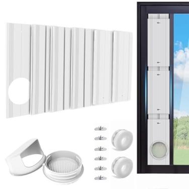 Imagem de G GO . HO Kit de ventilação de janela CA portátil, painel de vedação de janela de PVC ajustável para janelas deslizantes/portas, kit de janela de ar condicionado portátil adequado para mangueira de