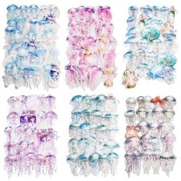 Imagem de Lora Rossie Adesivos de flores para scrapbooking, 180 peças, pacote com 6 adesivos decorativos transparentes de PET para álbum de recortes, balas, diários de lixo, agenda, confecção de cartões