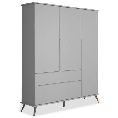 Imagem de Guarda Roupa Infantil 100% Mdf 3 Portas Pés Retrô Mel P04 Cinza - Mpozenato