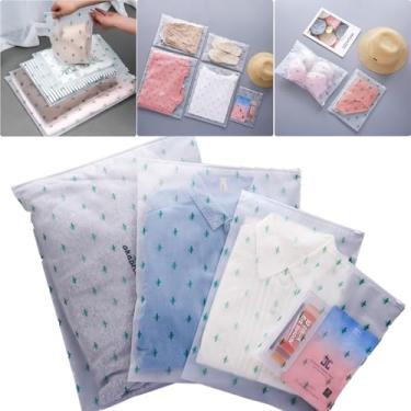 Imagem de Boxonly Sacos de plástico transparente para roupas Ziplock – Sacos de armazenamento autovedantes para roupas, presentes, envio, material PEVA, estampa de cacto, 20 seda (sem orifícios de ventilação),