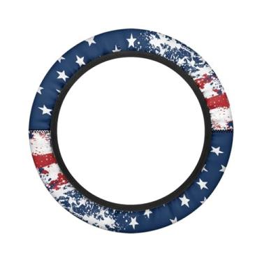 Imagem de Darisoco Capa para volante de carrinho de golfe com bandeira americana de 35,5 cm, 1 peça de leme protetor solar, viseira de proteção térmica para veículos, ajuste universal