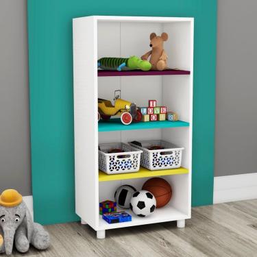 Imagem de Estante Infantil Arco-Íris 3 Prateleiras Branca/Colorida