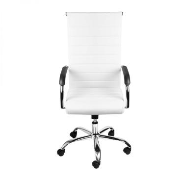 Imagem de Cadeira Escritório Rodizios Pu Base Cromada Florença Branca