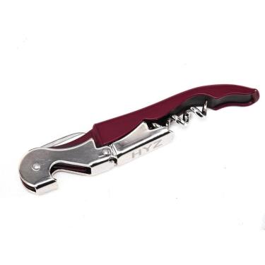 Imagem de Saca Rolhas Vinho Garrafa Manual Tradicional Inox Bordô