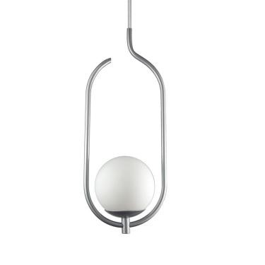 Imagem de Lustre Pendente On Clip - Prata Com Globo De Vidro Branco