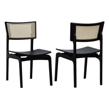 Imagem de Kit 2 Cadeiras Apollo Madeira Maciça Encosto Telinha Assento Anatômico - Preto Madeira