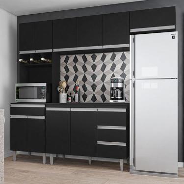 Imagem de Cozinha Com Balcão E Tampo 120 Cm Ambiente Andréia Preto Fosco - Ajl