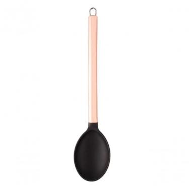 Imagem de Colher De Arroz Nylon Preta Cabo De Aço Inox Rose Gold 34cm