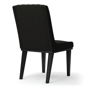 Imagem de Cadeira Sala De Jantar Base Madeira Preto Kit 4 Sofia Suede D03 - D'rossi Cor Preto