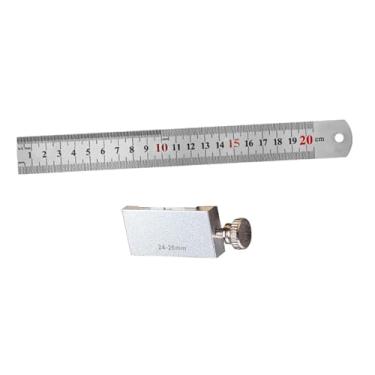 Imagem de Fenteer Régua de Metal com Riscador, Design Portátil, Métrica E Polegada para Projetos de Marcenaria, Régua de Bloco de 20