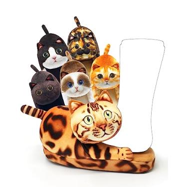 Imagem de Openhahaha Pantufas De Gato Engraçadas Para Mulheres, Fofas Quarto Kawaii, Aconchegantes Animais Estimação, Antiderrapantes, Presentes Natal Mulheres/Homens/Meninas (Gato Leopardo)