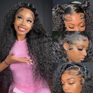 Imagem de SQU&CIR Peruca Lace Front Com Ondas Profundas 13X4, Cabelo Humano Para Mulheres, Densidade 180%, Hd, Transparente, Cacheada, Pré-Selecionada, Cor Natural (24")