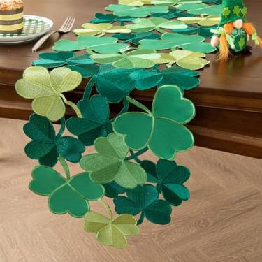 Imagem de Joyfol Day Caminho De Mesa St. Patrick'S, Cachecol Bordado Trevo Irlandês, Verde-Primavera Para Decoração Mesa, Cozinha E Jantar (14 X 86")
