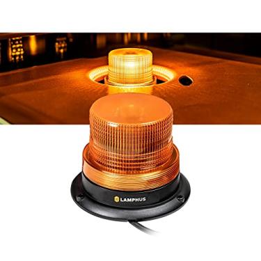 Imagem de LAMPHUS Mini-Aura 4" 12V - 24V 4W Luz Estroboscópica De Advertência Led Âmbar [Classe Sae 3] Emergência Segurança Magnética Ou Permanente Com Cúpula Baixa E Piscante Para Teto Redondo Empilhadeira