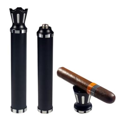 Imagem de Defuzie Kit De Viagem Multiferramentas Para Tubos E Estojos Charutos 3 Em 1, Umidificador Alumínio, Suporte Hermético Guilhotina (Preto Crown)