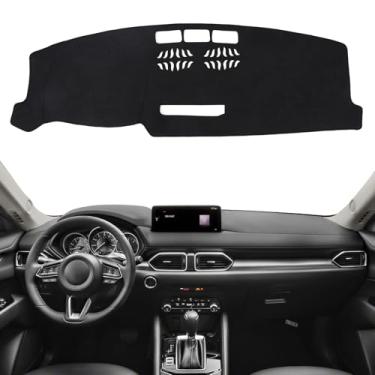 Imagem de Hugeek Tapete de cobertura de painel para Mazda CX-5 CX5 2017-2025 Acessórios Capa de painel de flanela Tapete de painel protetor de raios UV para para-sol brilho (para Mazda CX5 2017-2025 (sem Hud))