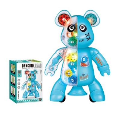 Imagem de Urso de Brinquedo Interativo Musical com Luzes LED, Movimento e Engrenagens Visíveis, Educativo para Crianças 3+ (Azul)