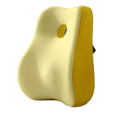 Imagem de Ysyqkn Almofada para cadeira com encosto baixo, encosto macio, apoio lombar confortável para ficar sentado por muito tempo em casa, Amarelo