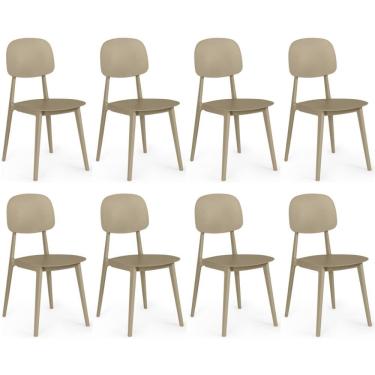 Imagem de Kit 8 Cadeiras Itália Para Sala/cozinha Em Polipropileno - Nude