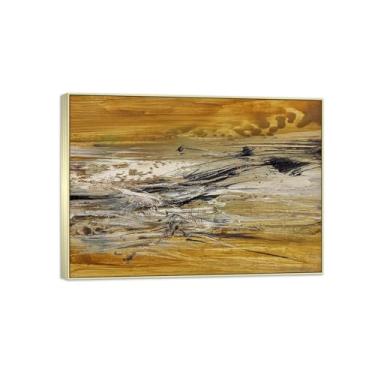 Imagem de MUHJDYC Zao Wou-ki Pintura famosa abstrata - imagem de arte em tela - arte de parede para sala de estar - reprodução de impressões (15.3.63) 50x70cm-19x27in moldura prata