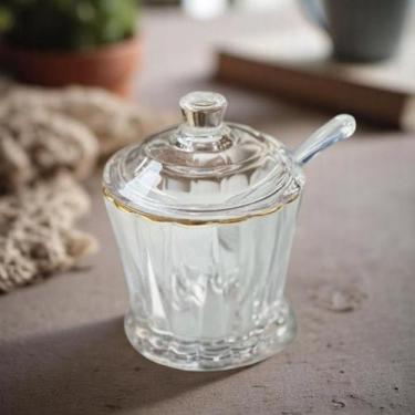 Imagem de Açucareiro de Vidro com Tampa e Colher Lyor Radial  Cristal, Elegante,