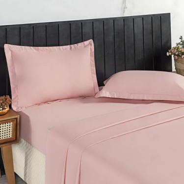 Imagem de Jogo de Cama Casal Percal 200 Fios 100% Algodão 4 Peças Siena Rosê - R