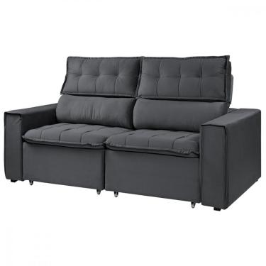 Imagem de Sofá Retratil Reclinavel Estofado Cancún 200cm Suede Grafite Grafite