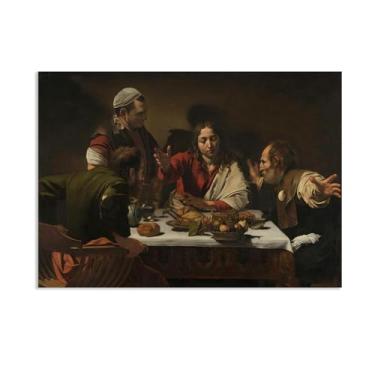 Imagem de Supper at Emmaus por Caravagio Impressão em tela arte de parede famosa reprodução de pintura barroca impressão de pintura perfeita para decoração de casa ou escritório 100 x 70 cm (39 x 71 polegadas)