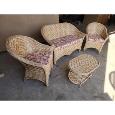 Imagem de Conjunto jogo sofá e poltronas fibra sintetica area exeterna interna -