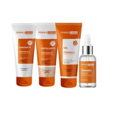 Imagem de kit skin care clareador facial com vitamina C limpeza para peles com m