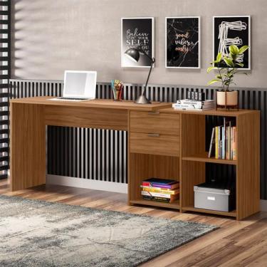 Imagem de Mesa para Escritório 2 Gavetas Golfo Freijó - Pnr Móveis, Marrom, Mode