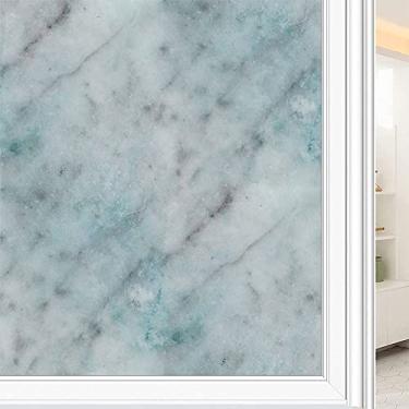 Imagem de Película de janela de privacidade de mármore, textura de estilo mármore, filme de vidro para sala de estar e escritório em casa, L90 x C 190 cm