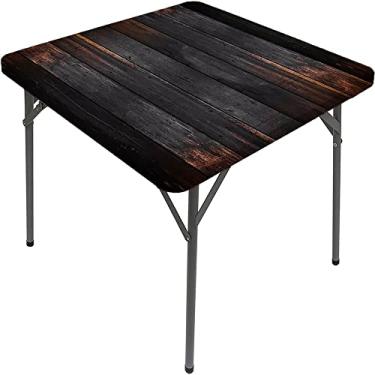 Imagem de Capa de mesa de madeira ajustada, estampa de textura de prancha de madeira, toalha de mesa impermeável interna/externa, sala de jantar de pátio e cozinha, serve para mesa de 122 x 182 cm