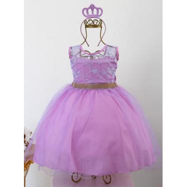 Imagem de Vestido Infantil Lilás Daminha Festa Luxo E Coroa - Pingo De Gente Bab