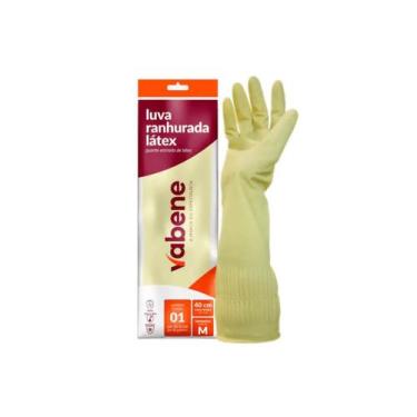 Imagem de Luva ranhurada latex flex cano longo m 1par vabene