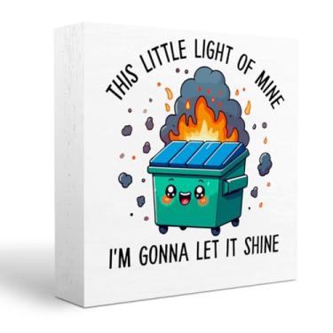 Imagem de Acessórios de decoração de mesa de lixo para bombeiros, esta pequena luz minha, decoração de escritório, presentes inspiradores para colegas de trabalho, caixa de madeira, placa, decoração de mesa